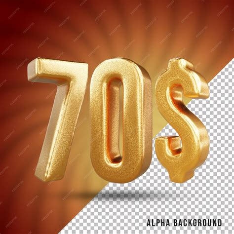 Premium PSD | 70 dollar 3d number gold text effect