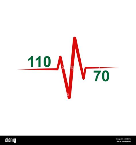Icon of normal heart and blood pressure 110 to 70. Medical-themed badge or logo Stock Vector ...