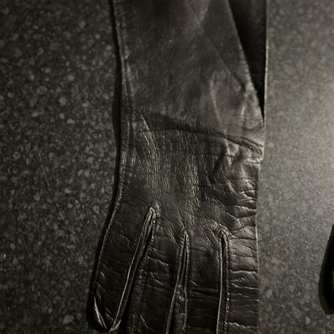 Ladies vintage black leather gloves Size 7... - Depop
