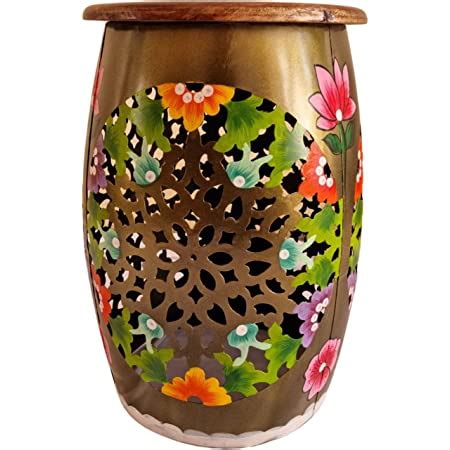 pranjals house Hand Painted Iron Beautiful Stool Home Decor/ Floor ...