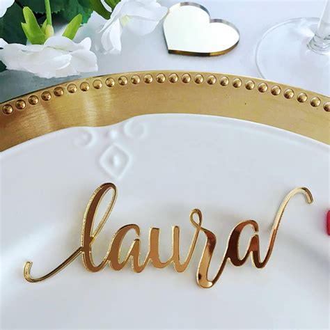 Buy Gold Wedding Place Cards Personalized Acrylic Laser Cut Names Place ...