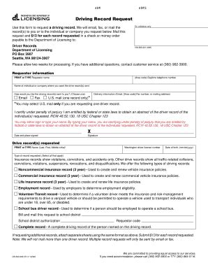 Driving Record Request Form - Washington Department Of Licensing - Dol ...