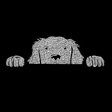Women's Plus Size Word Art T-shirt - Peeking Dog