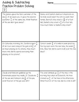 Adding and Subtracting Fraction Word Problems Mixed Practice 的图像结果