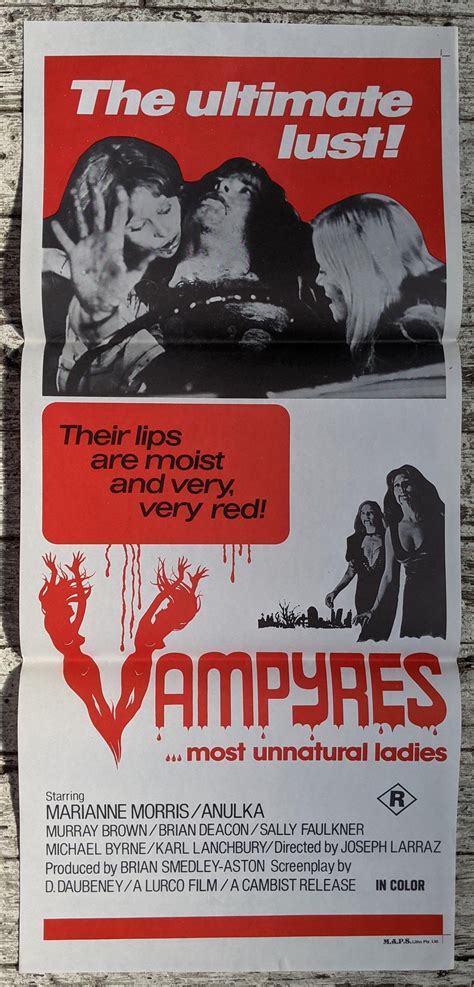 Lot - Vampyres, Two Fold Day Bill Movie Poster, 1974, Printed by M.A.P ...