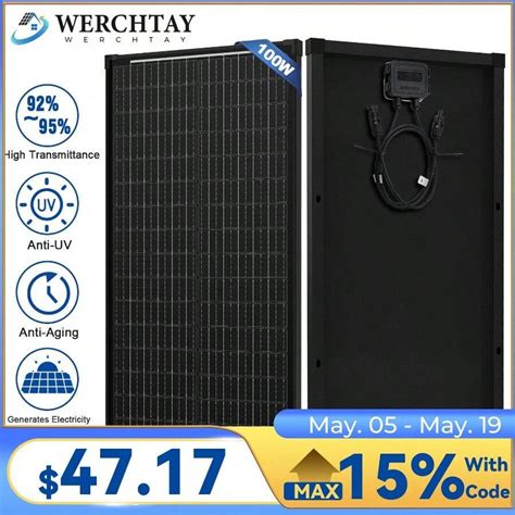 12V 100W Monocrystallin E Solar Panel 12BB Charging RV Camping Home ...