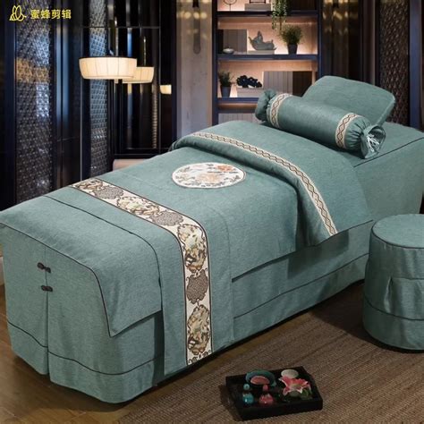 A新款美容床天丝棉床罩按摩床洗头床美容院用四件套-阿里巴巴