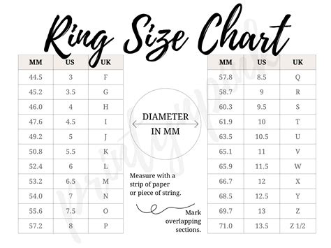 Ring Size Chart, for Ring Sizing, Womens Ring Sizer, Size Guide for ...