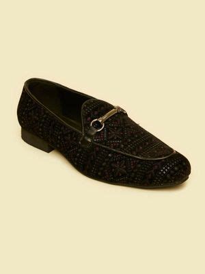 Buy Manyavar Velvety Black Festive Loafers for Men (UK 6) Online