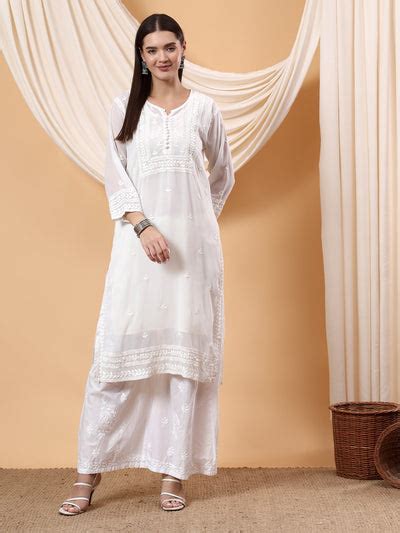Buy Long Straight Kurta Set for Women - Poshak Chikan Studio