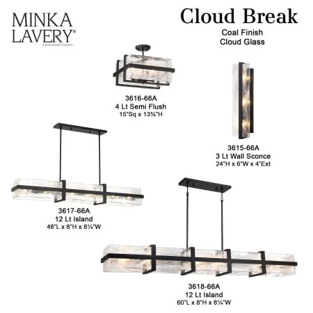 Minka Lavery 3616-66A Cloud Break 4 Light 15" Wide Semi-Flush Square ...