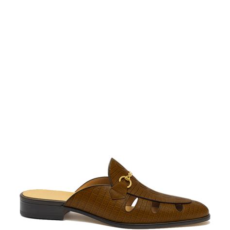 Embellished Textured Leather Mule Brown – Italian Shoes Company