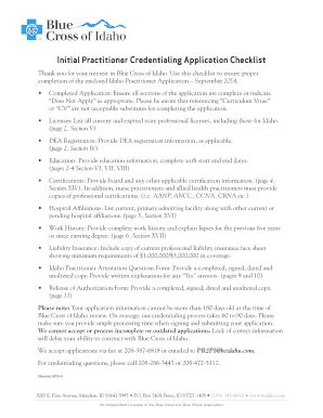 Fillable Online Initial Practitioner Credentialing Application ...