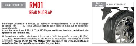 GIVI Rear Wheel Side Mount Fender RM01, Requires Specific Install kit ...