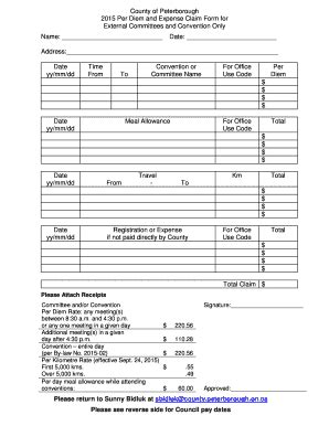 Fillable Online peterboroughcounty civicweb Council Per Diem and ...