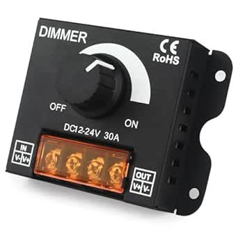 Hexonix PWM LED Strip Dimmer Controller DC 12V–24V, 30A Stepless ...