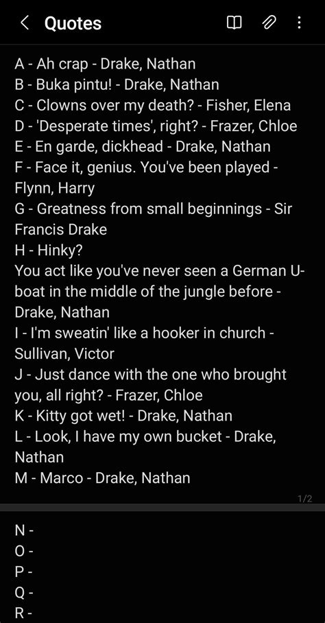 What quote does N stands for? : r/uncharted