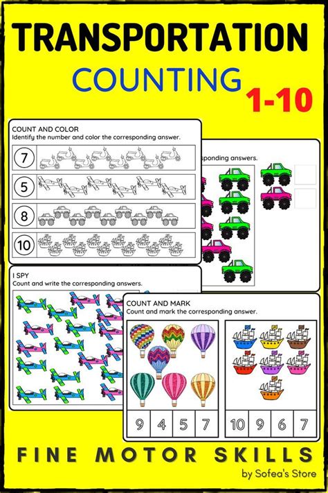Transportation Counting Worksheet 的图像结果