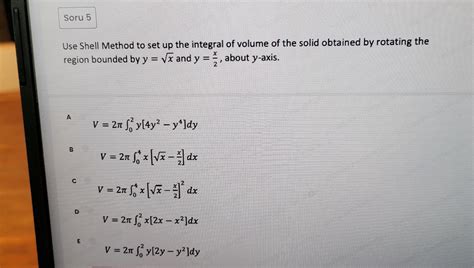 Image result for Write Integral Using Shell Method Y X 2
