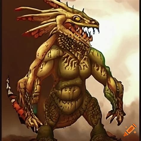 Artwork of humanoid reptilians in tribal attire on Craiyon