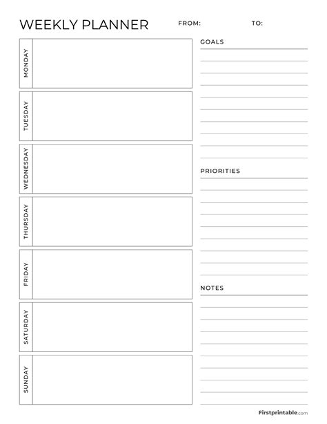 Printable Weekly Calendar & Planner | Free Templates