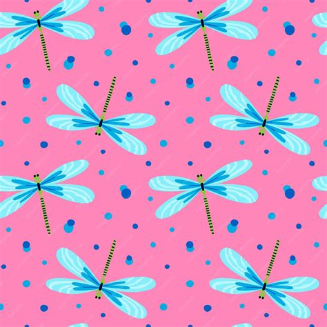 Padrão sem emenda de libélula de desenho animado Doodle colorido ...