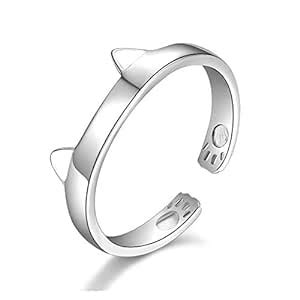 Buy Dwayne C Rings Cute Cat Ear Shaped Open Ring Lady Gift for Women ...
