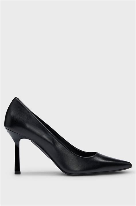 HUGO - Pointed-toe pumps in nappa leather - Black