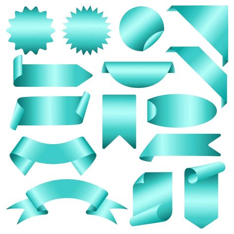 Vector flat sale badge set turquoise ribbons for promotions sale banner ...