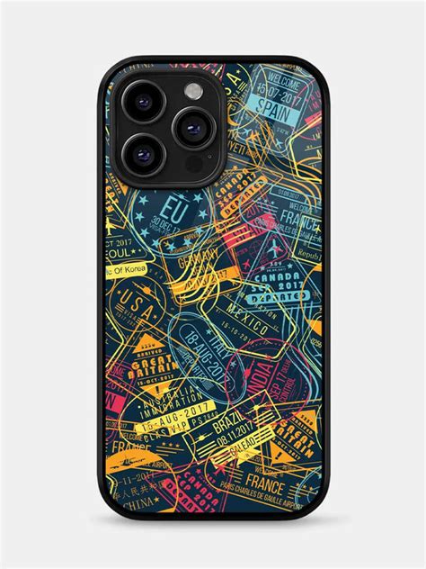 Immigration Stamps Neon - iPhone 16 Pro Max Glass Cover