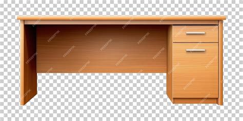 Premium PSD | Wooden Desk With Drawer Isolated on Transparent Background