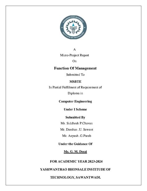 MAGT - A Micro-Project Report On Function Of Management Submitted To ...