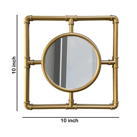 Arianda Square Wall Mirror Square Shape Golden Decorative Wall Mirror ...