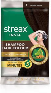 Streax Insta Shampoo Hair Colour-Natural Brown (15mlx16=240ml) , Brown ...