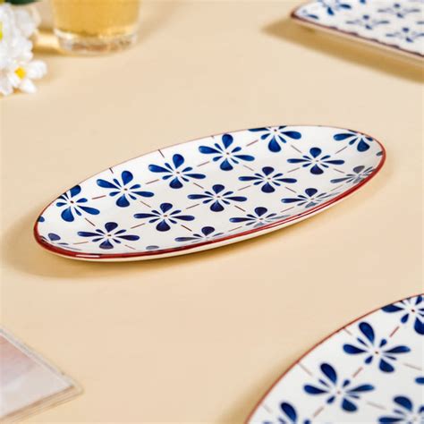 Blue Flower Oval Serving Platters Set Of 2 9 Inch Online - Premium ...
