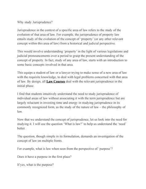 Why study Jurisprudence - Why study Jurisprudence? Jurisprudence in the ...