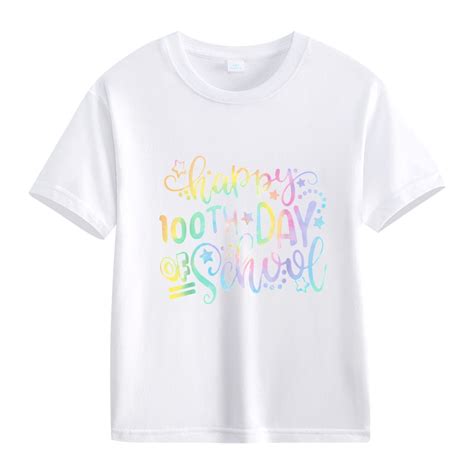 JAHH Short Sleeve Crew Neck T-Shirt Kids Summer Tops 100th Day of ...