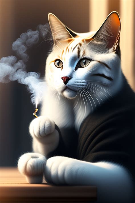 Cat Smoking Cigarette Cartoon