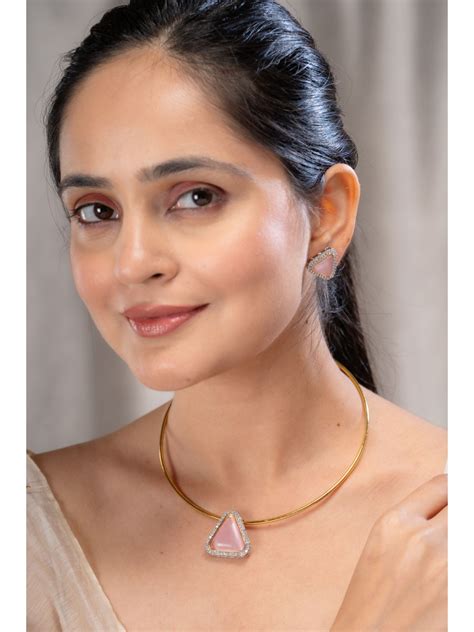 Buy AARSEE OFFICIAL Pastel Pink Anti-Tarnish 22Kt Gold-Plated Pendent ...