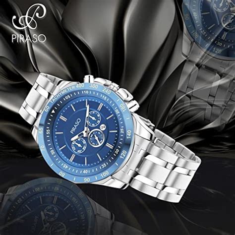 Buy PIRASO Chrono Working Stunning Blue Dial with Date and Silver ...