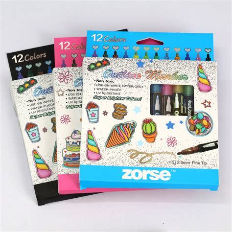 12 Color Outline Marker Pens – No Mess, All Style – Giftoo