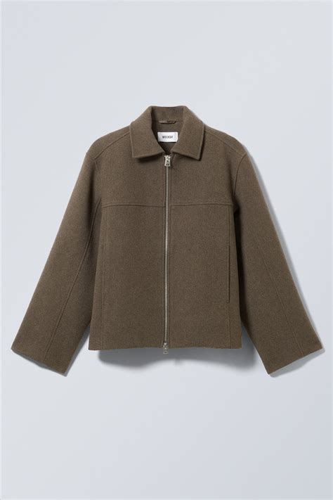 short wool blend jacket - Dark Brown | Weekday WW