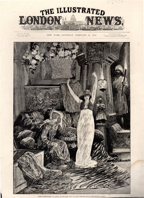 ENGRAVING: 'Sarah Bernhardt as Izel'.from The Illustrated News of the World, February 24, 1894 ...