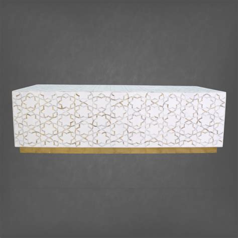 Fez Mother Of Pearl Inlay Rectangle Center Table White – Luxury Handicrafts
