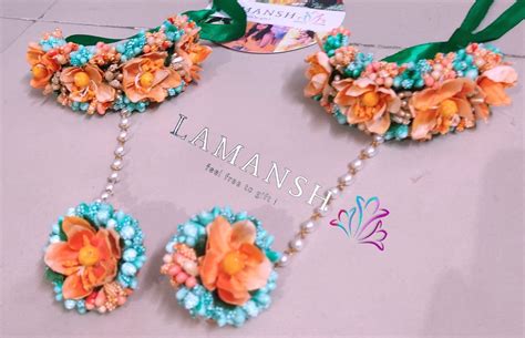 LAMANSH ( Set of 5 Pair) Flower Hathphools Bracelets Attached to Ring ...