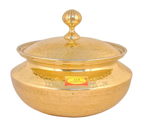 Buy Shiv Shakti Arts Brass Hammered Biryani Handi Chaffing Dish Pan ...
