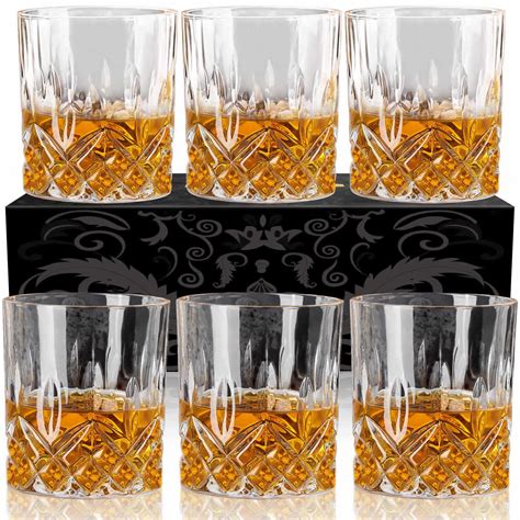 Buy OPAYLY Whiskey Glasses Set of 6, Rocks Glasses, 10 oz Old Fashioned ...