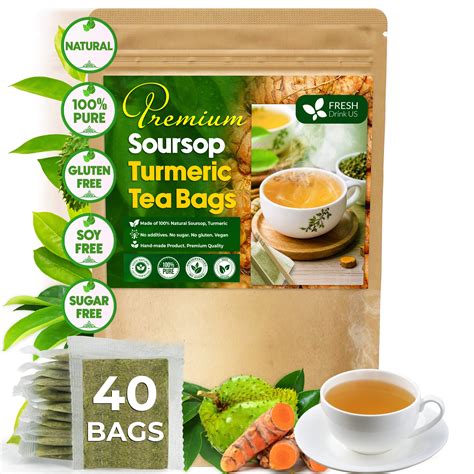Premium Soursop Turmeric Tea Bags | Blend of Soursop Leaves, and Turme