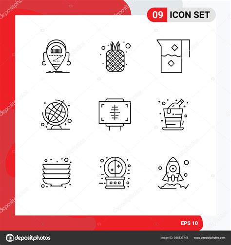Universal Outlines Set Web Mobile Applications Globe Education Natural Jug Stock Vector by ...