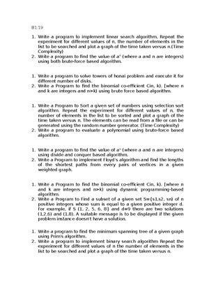 Lab List Progs - Lab Programs1 - Part-A 1. Write a program to implement ...